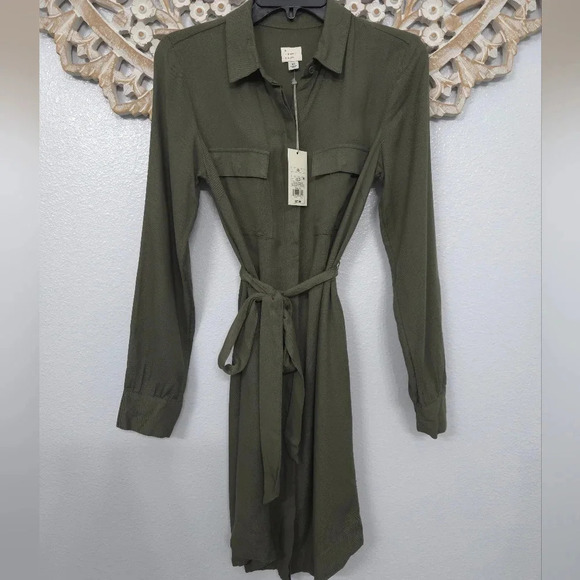 a new day Dresses & Skirts - NWT A New Day Olive Green Collared Dress